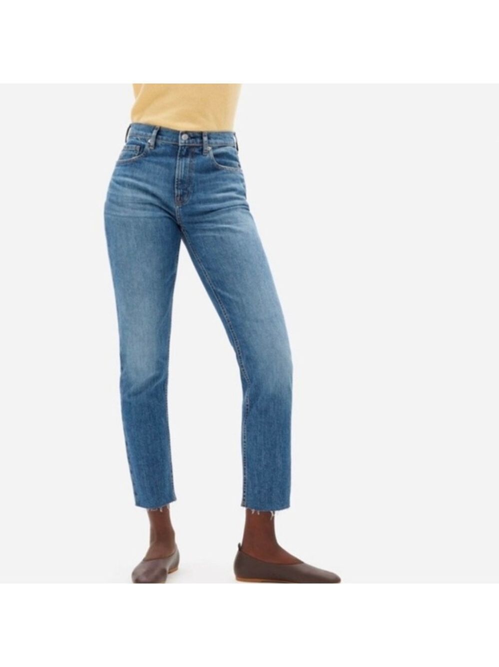 Everlane The Original Cheeky Jean Classic Blue Raw Hem Size 33 Reg